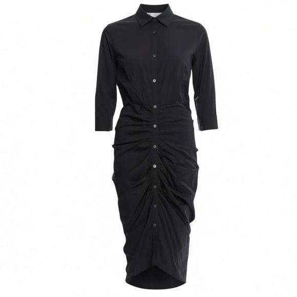 Veronica Beard Dresses & Skirts - Veronica Beard Classic Black ruched SHIRTDRESS SIZE 4. Worn once excellent